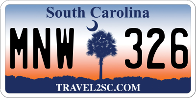 SC license plate MNW326