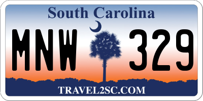 SC license plate MNW329