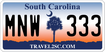 SC license plate MNW333