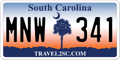 SC license plate MNW341