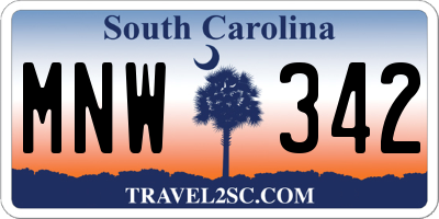 SC license plate MNW342