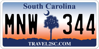 SC license plate MNW344