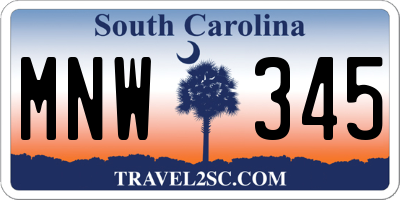 SC license plate MNW345