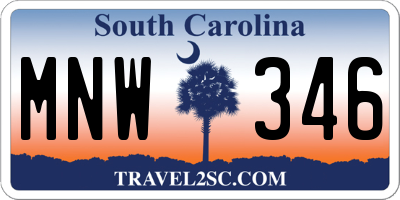 SC license plate MNW346