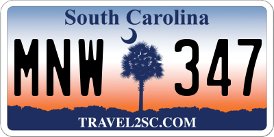 SC license plate MNW347