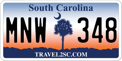 SC license plate MNW348