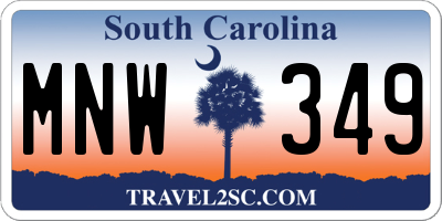 SC license plate MNW349