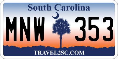 SC license plate MNW353