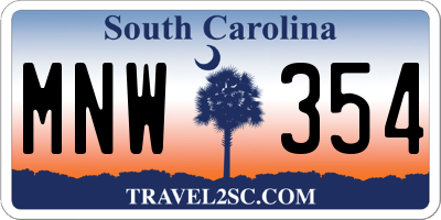 SC license plate MNW354