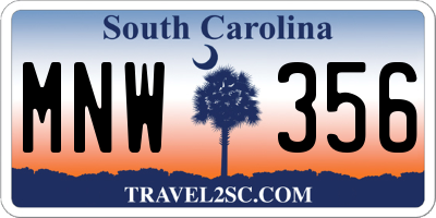SC license plate MNW356