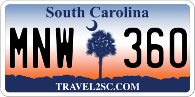 SC license plate MNW360