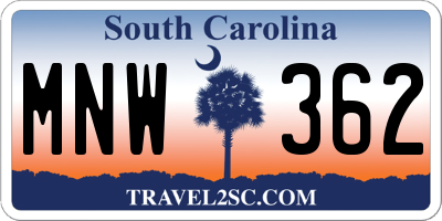 SC license plate MNW362
