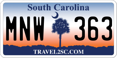 SC license plate MNW363