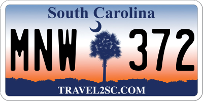 SC license plate MNW372