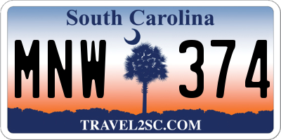 SC license plate MNW374