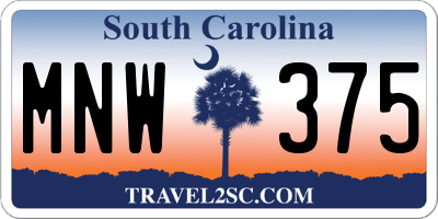 SC license plate MNW375