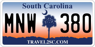 SC license plate MNW380
