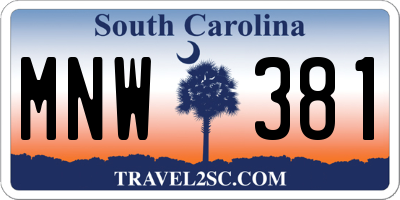 SC license plate MNW381