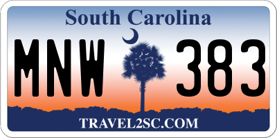 SC license plate MNW383
