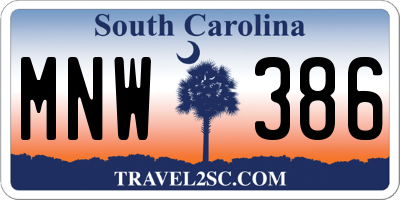 SC license plate MNW386