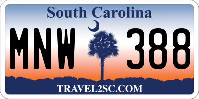 SC license plate MNW388