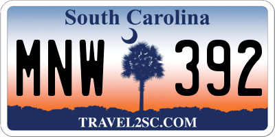 SC license plate MNW392