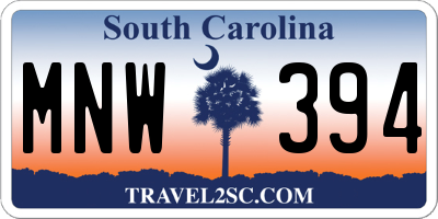 SC license plate MNW394