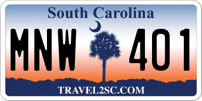 SC license plate MNW401