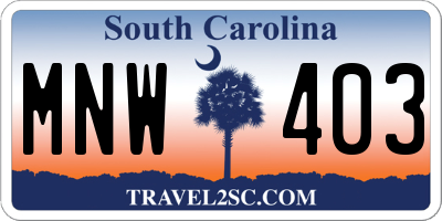 SC license plate MNW403