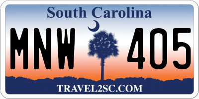 SC license plate MNW405