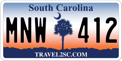 SC license plate MNW412