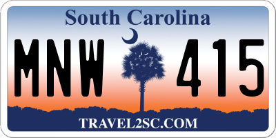 SC license plate MNW415
