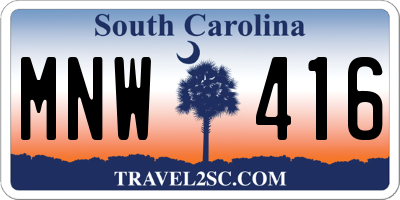 SC license plate MNW416