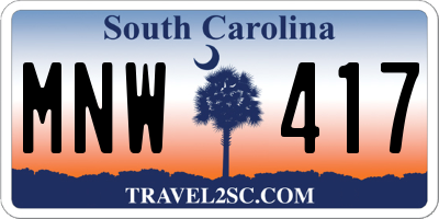 SC license plate MNW417