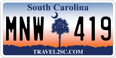 SC license plate MNW419
