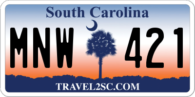SC license plate MNW421