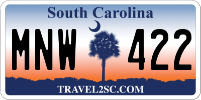 SC license plate MNW422
