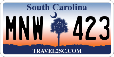 SC license plate MNW423