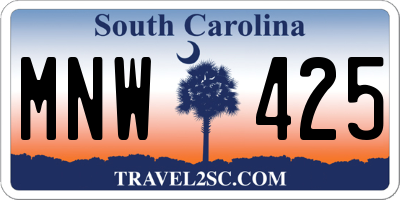 SC license plate MNW425
