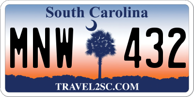 SC license plate MNW432