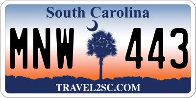 SC license plate MNW443