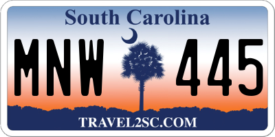 SC license plate MNW445