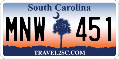 SC license plate MNW451