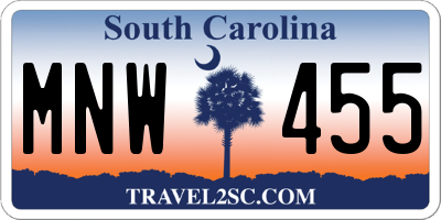 SC license plate MNW455