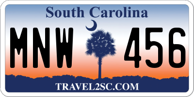SC license plate MNW456