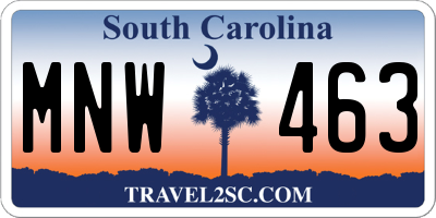SC license plate MNW463