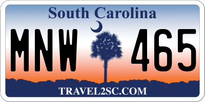 SC license plate MNW465
