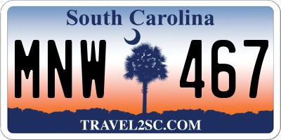 SC license plate MNW467