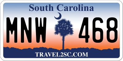 SC license plate MNW468