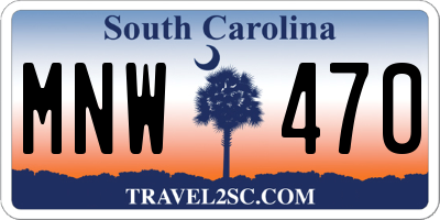 SC license plate MNW470
